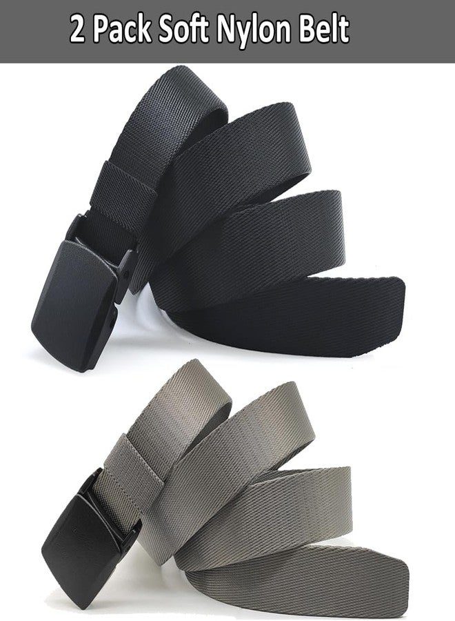HOANAN 2 Pack 1 1/4" Men's Nylon Web Belt, Lightweight TSA-friendly Soft Webbing Narrow Work Belt - Image 2